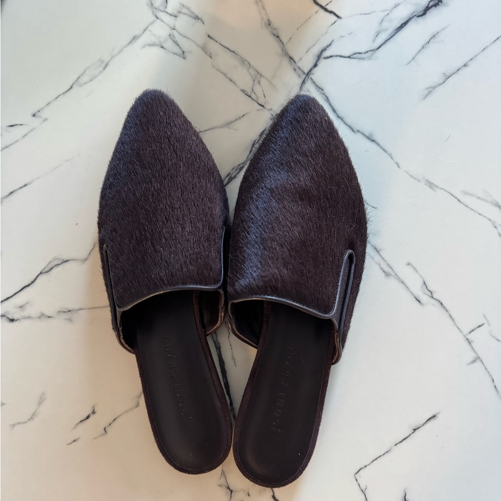 Jenni Kayne Dark Brown Pony Hair Mules